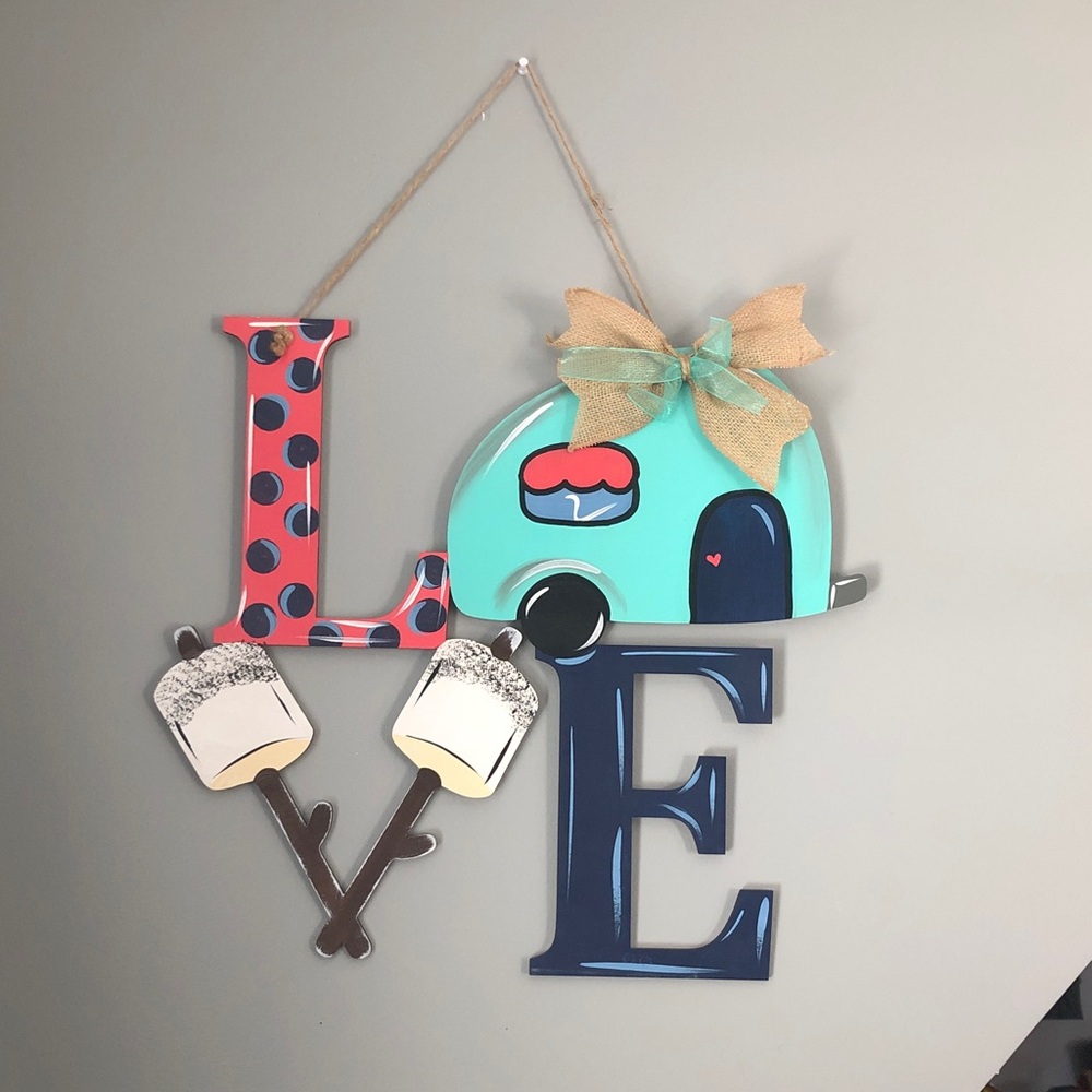 Handmade LOVE Wall Decor with Camper Design